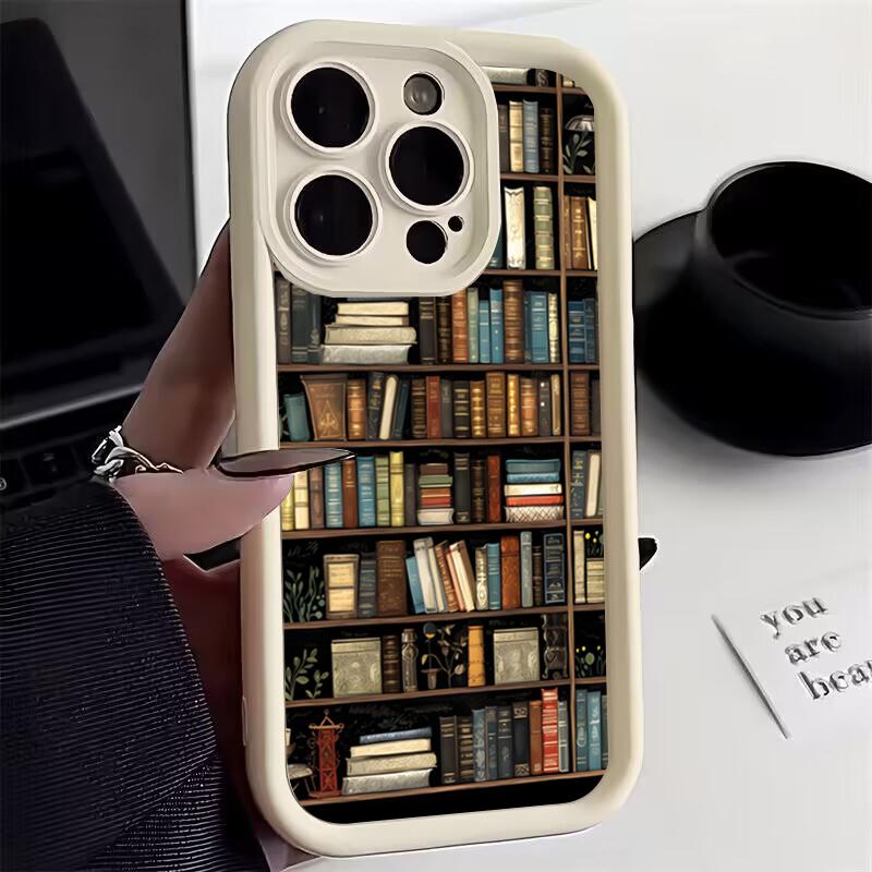 Shockproof Bumper Phone Case For iPhone 16 15 14 13 12 11 Pro Max XS X XR 7 8 Plus Mini SE 2020 2022 Bookshelf Print