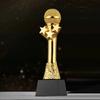 Customized Microphone Five-pointed Star Resin Trophy, Crystal Base Excellent Host Singing Talent Activity Competition Award, 1Pc