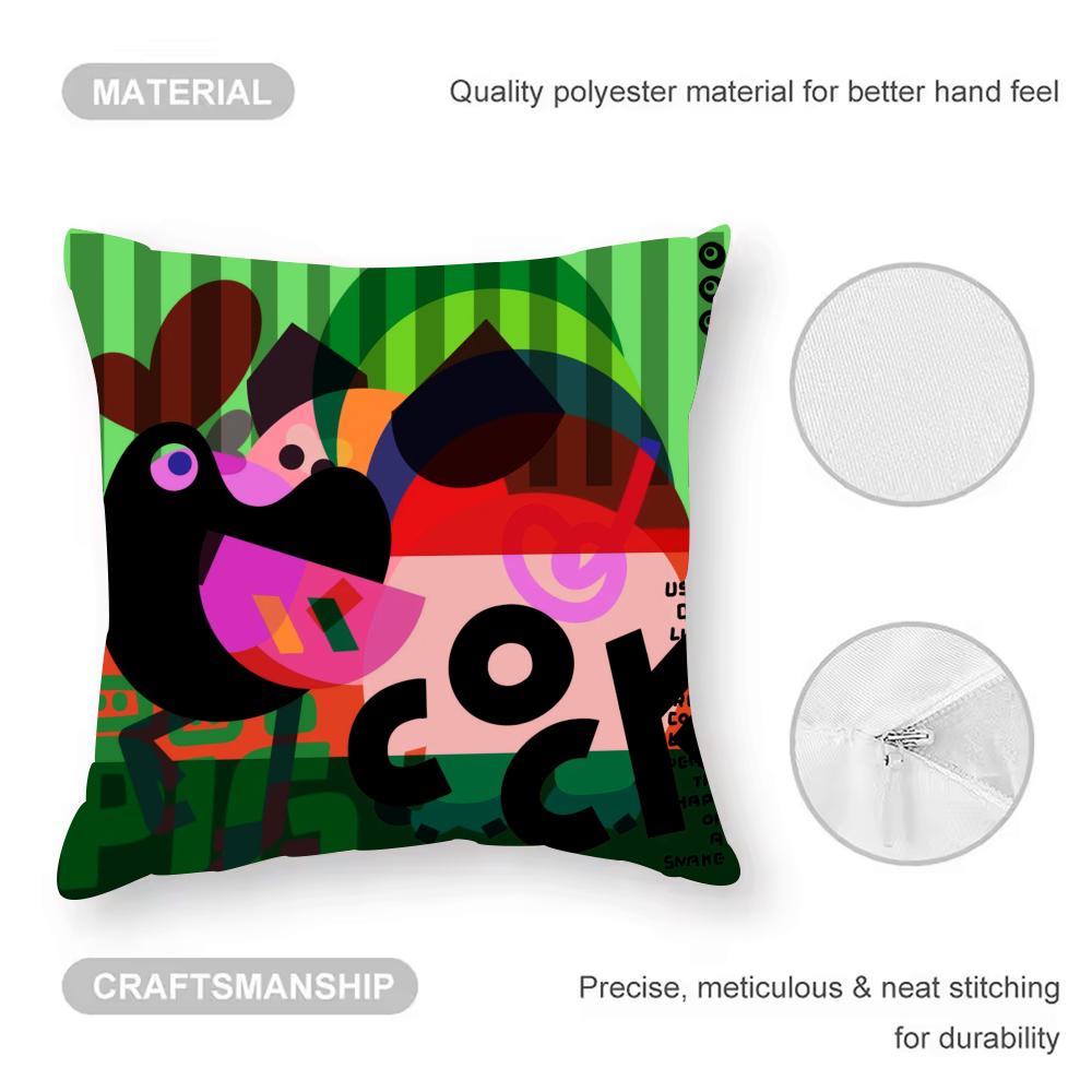 Chinese Zodiac Print Cushion Cover Anti-dustmite Pillowcase Invisible Zipper Silky Short Plush Sofa Cushion Cover