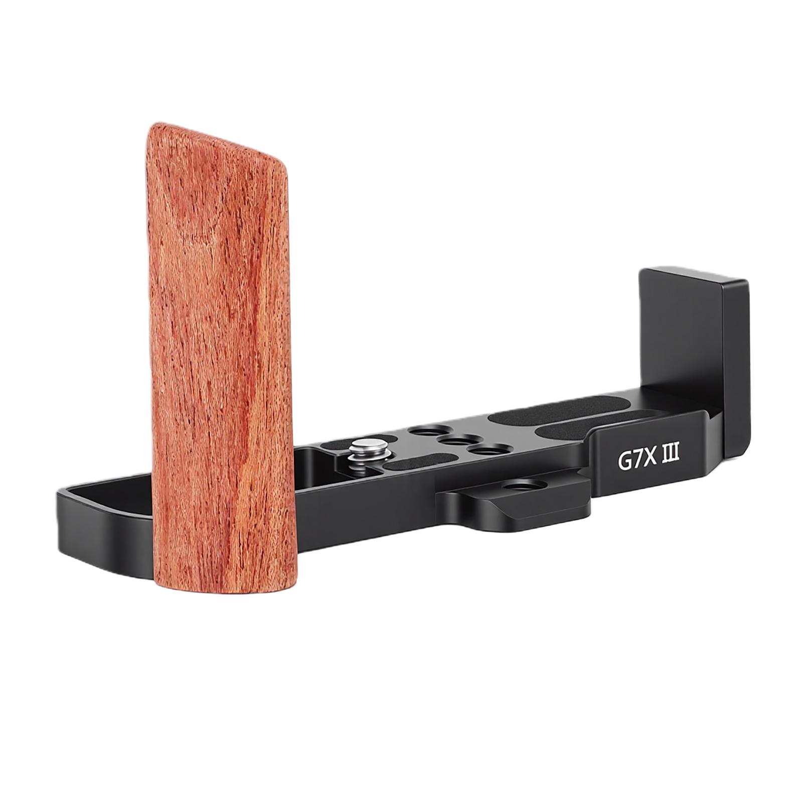 

Wooden L Shape Handle Grip Fit for G7XII G7XIII Camera with Quick Release Baseplate Hand Grip Holder Black