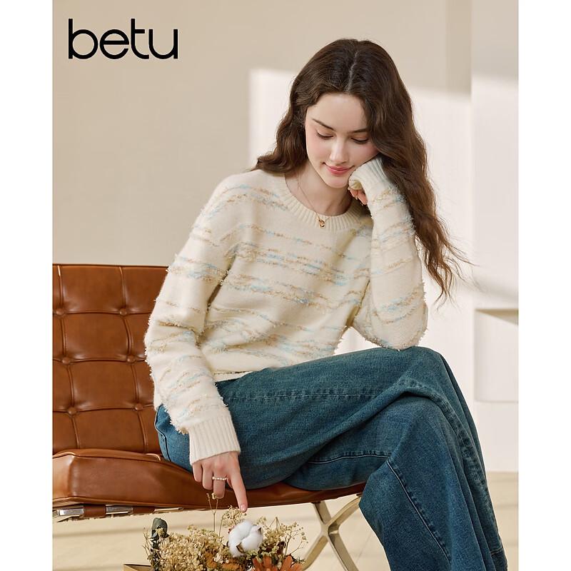 BETU 2026 Winter Daily Commuter Color-Block Knit Sweater