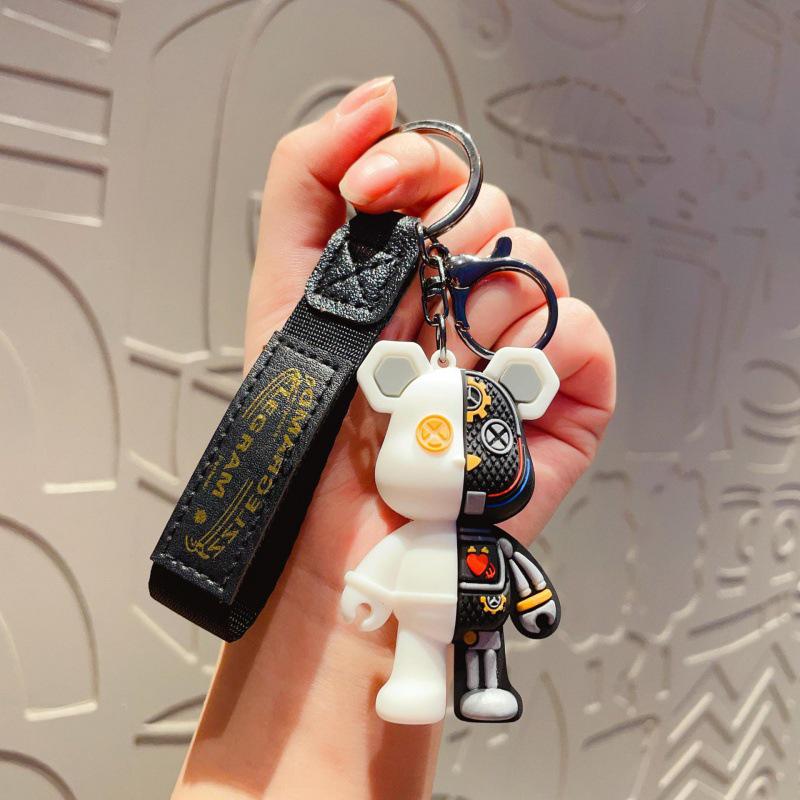 Trendy Bear Cartoon Silicone Keychain – Cute Toy Pendant for Bags and Cars
