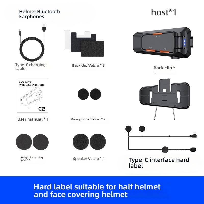 Bluetooth 6.0 Helmet Headphone, Dual Person Intercom Group Talk Noise Reduction for Motorcycle