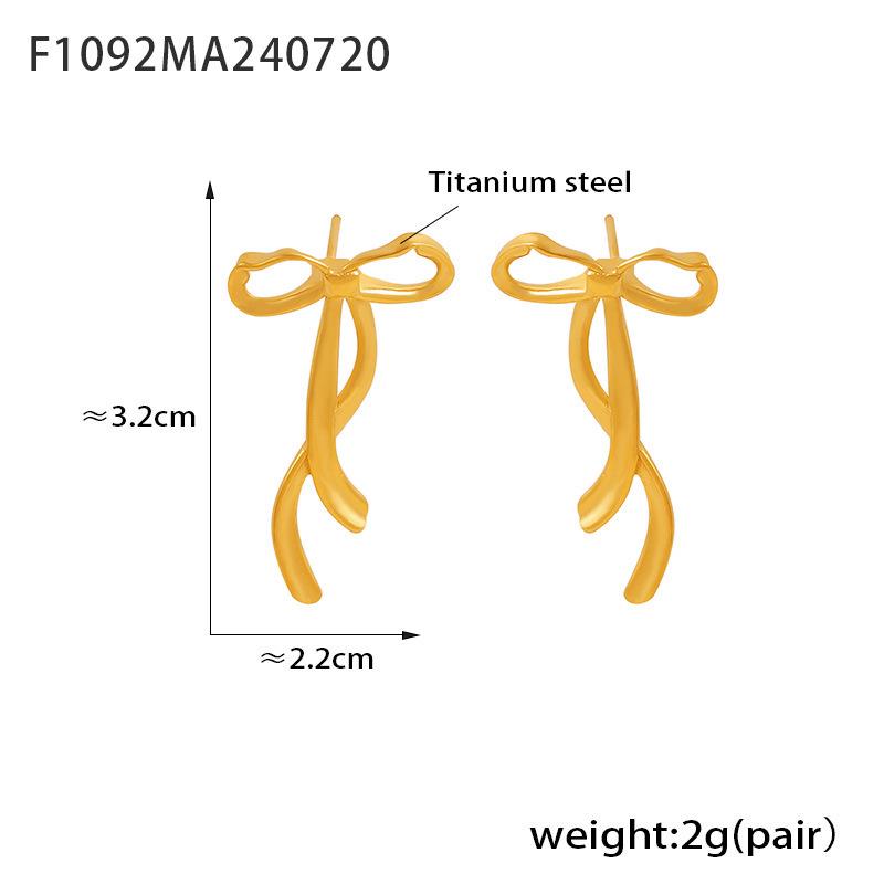 Chic European Ribbon Bow Stud Earrings - Sweet Design, Titanium Steel, 18K Gold-Plated, Non-Fading Women s Jewelry.