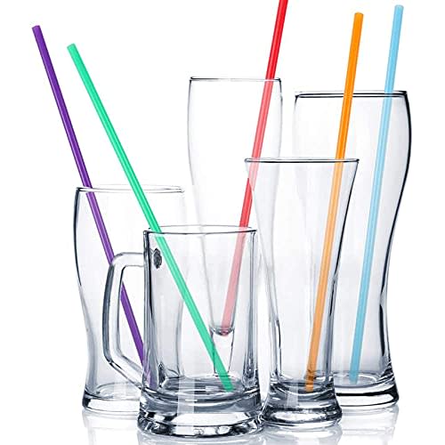 Reikoeppy 1000pcs 10.3 inch Disposable Plastic Straws, Extra Long, Assorted Bright Colors for Party Use