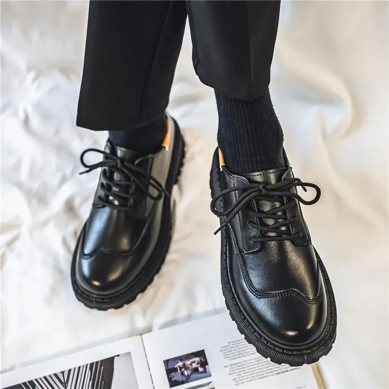 Fashion Dress Shoes New In Leather Men Business Platform Thick Sole Man Casual Shoe Formal Pu Social Classic Original Common Size 45