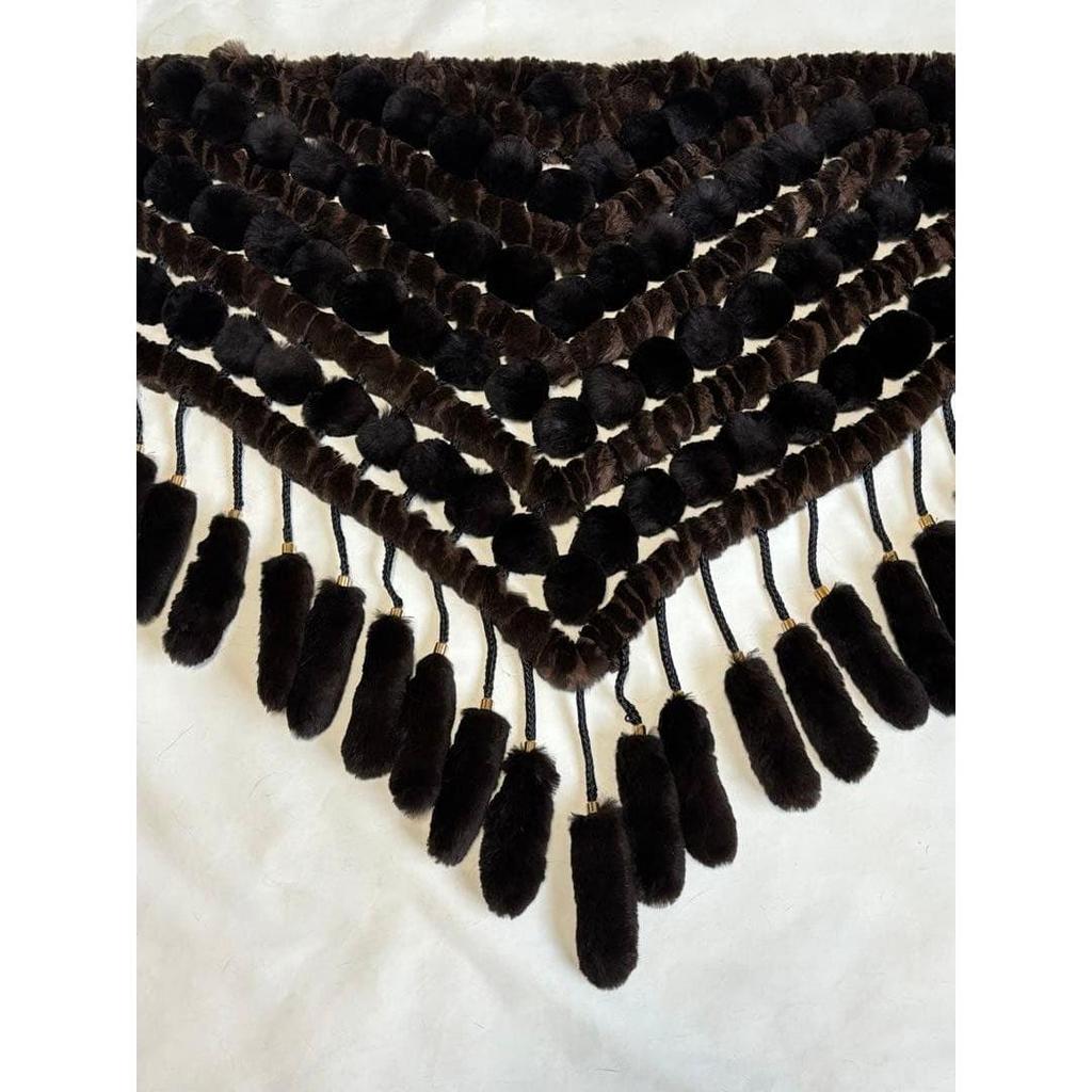 Used Shawl with Pom-poms and a Large Pom-pom