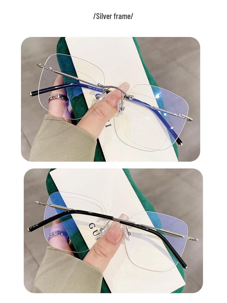 Randlose Cut-Edge Blaulichtfilter-Brillenfassung für Männer & Frauen - Schlankmachend für das nackte Gesicht, Große Passform, Myopie-kompatibel
