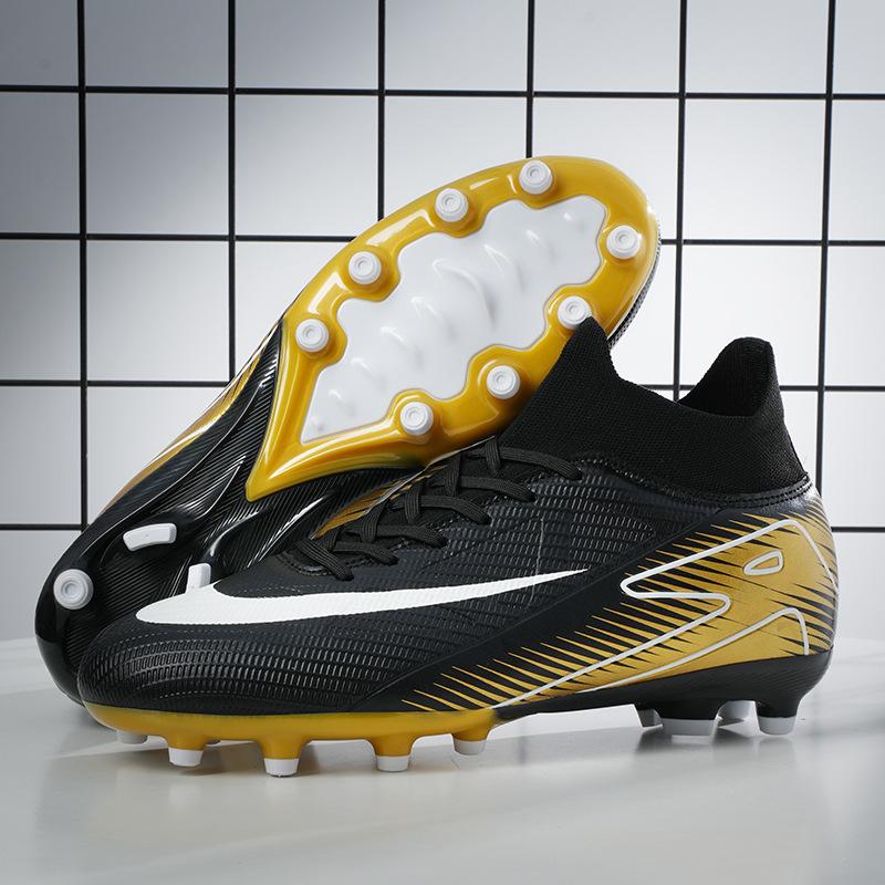 Single-help football shoes men's high-top long and short nails grass sneakers women