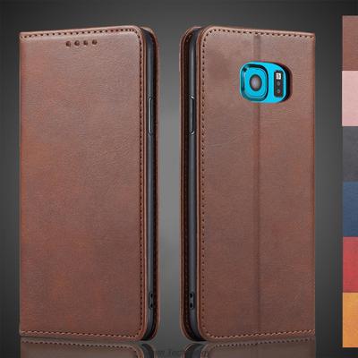 Magnetische Anziehungskraft Ledertasche für Samsung Galaxy S6 G920F / S6 Rand G925F Holster Flip Cover Tasche Brieftasche Taschen Fundas Coque