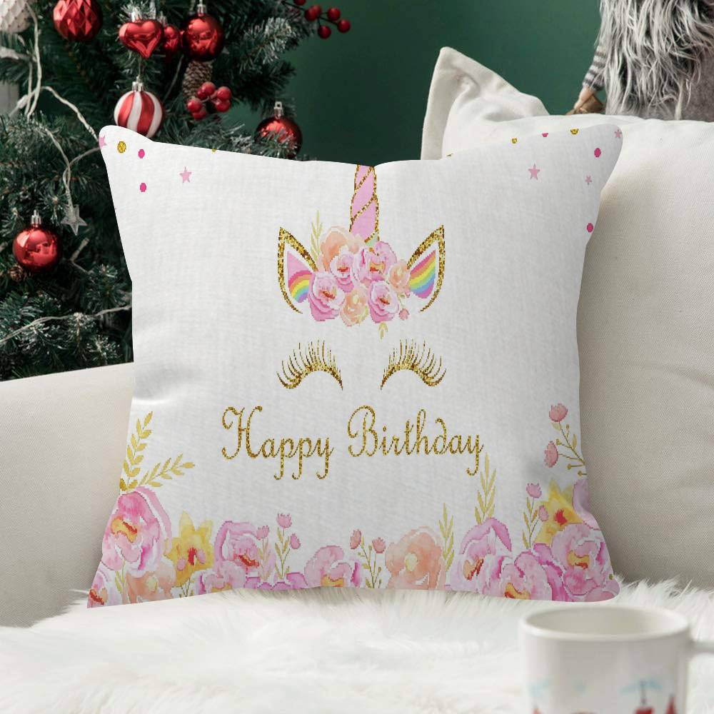 Unicorn Birthday Decor Rainbow Comfortable Pillow anime Case for cute Sofa Living Room Home office Decor Protective Covers