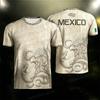 Mexikanische Flagge 3D-Druck Herren T-Shirt Lustiges 3D-Adler-Muster Kurzarm Outdoor Fußball Sport Freizeit Oberteil Sommer Eltern-Kind T-Shirt