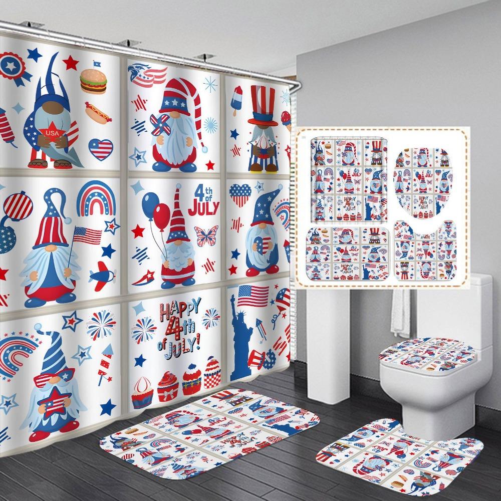 Waterproof and mildew-proof shower curtain for bathroom, dry and wet separation, shading and warm shower curtain four-piece set