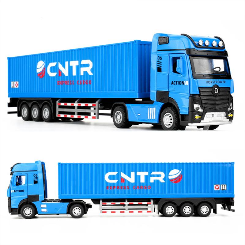 1/50 Diecast Metal Container Truck Transport Car Model Alloy Engineering Transport Truck Vehicle Semi Trailer Car Model Kids Toy