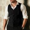 Męska modna casualowa dopasowana wełniana kamizelka jednorzędowa w jednolitym kolorze