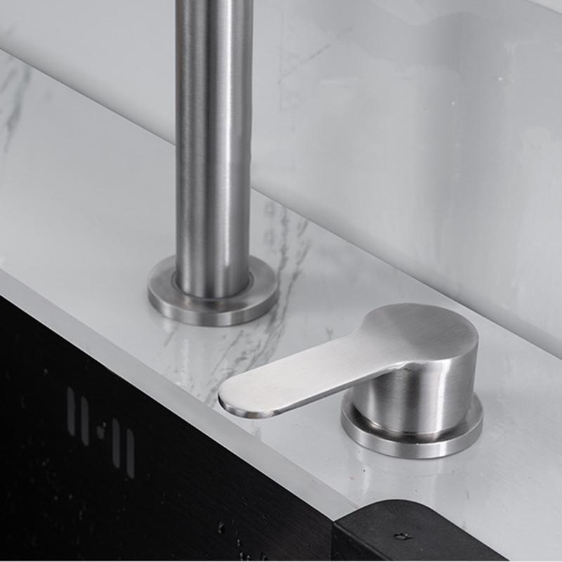 304 Stainless Steel Sink Faucet Hidden Lifting Folding Kitchen Faucet Hot and Cold Mixed Water Separate Sink Tap Dual Holes