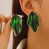 Retro Irregular Pleated Oil-Dripping Petal Stud Earrings for Women Elegant Enamel Geometric Flower Earring Jewelry Accessories