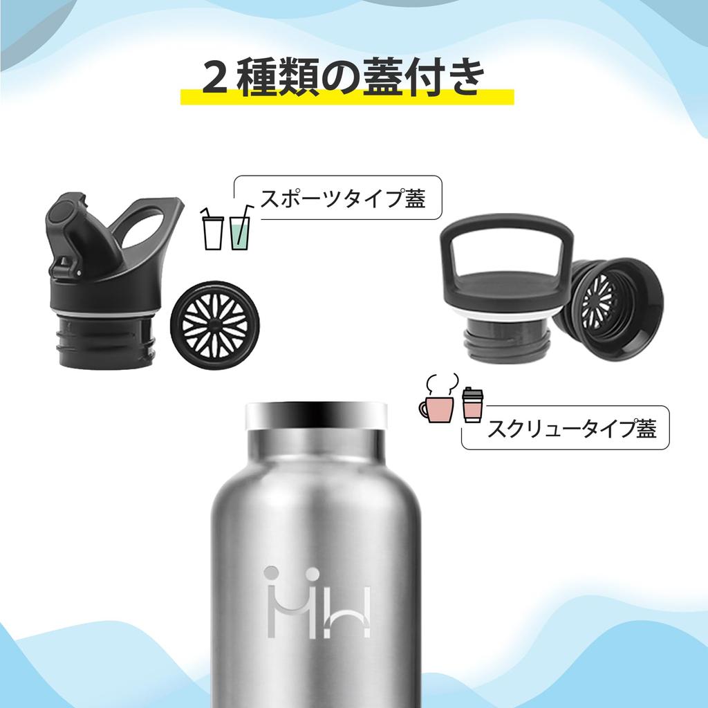 BOONSHAK 1000ml Stainless Steel Water Direct Keeps Drinks Hot or Vacuum 1 Liter Seamless Easy to Includes Two Perfect for Mountain and Suitable for
