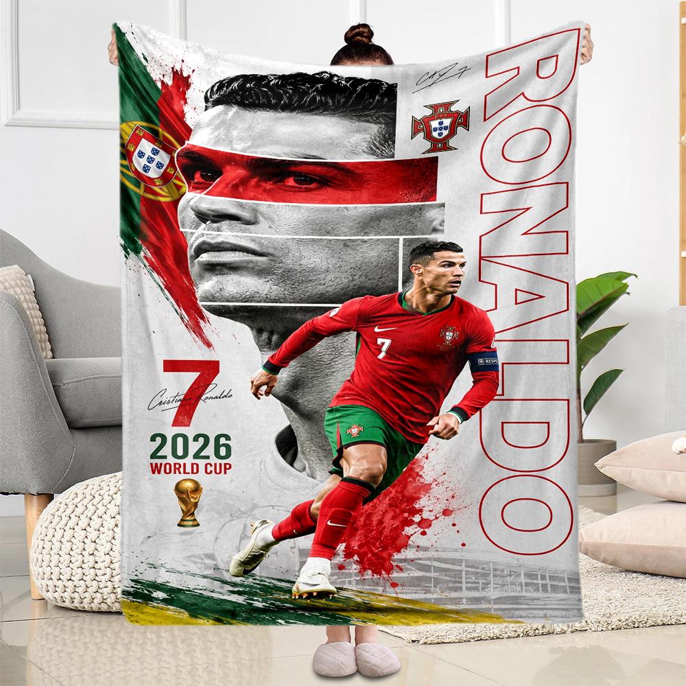 Ronaldo Cr7 Football Legend Blanket Warmthful Decor Perfect for Office Bedding Seaside All-Season Use Modern Ideal Gift For Birthday Valentine'S Day