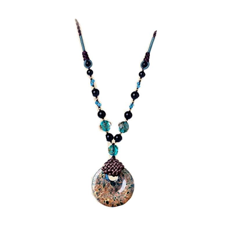 Vintage Chinese Style Pendant Geometric Long Women's Sweater Chain Whip Chain Versatile Collarbone Chain