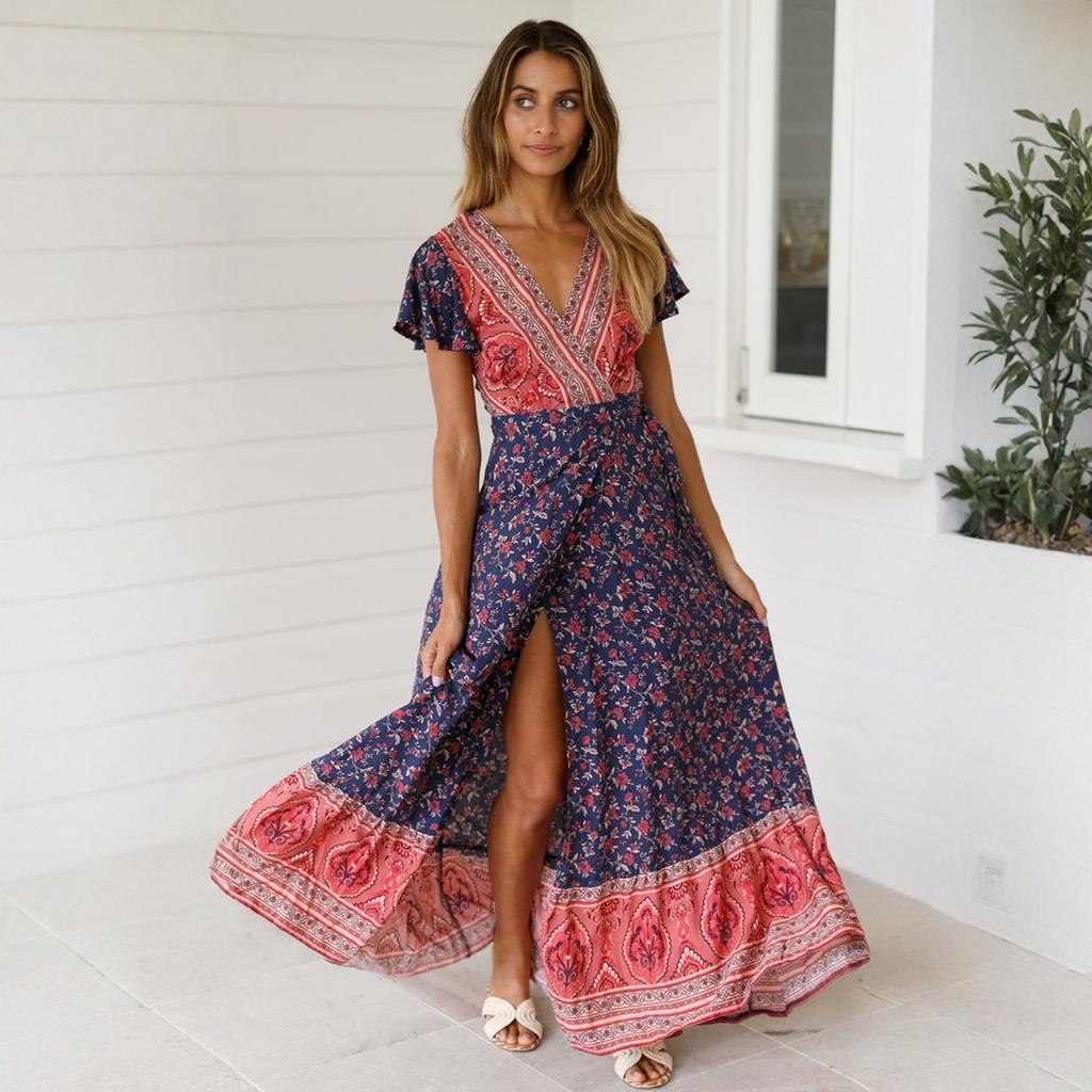 Fashionable Women's Leisure  Vacation Printed Dress Sexy Long Skirt For Women