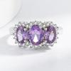 Silve Gorgeous Shiny Stone Purple Zircom Ring For Women Engagement Wedding High Quality Fine  Copper Jewelry