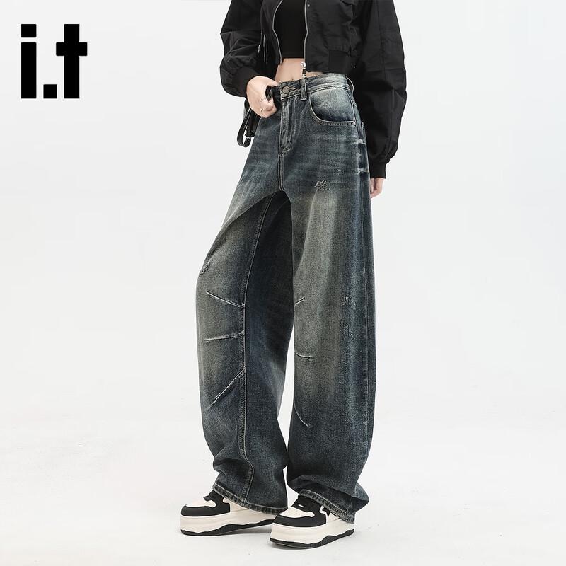 Izzue Women's Vintage Loose Straight Wide-Leg Jeans