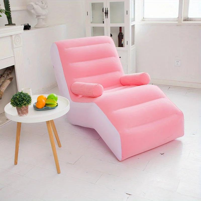Inflatable Lazy Sofa Flocking PVC Sofa Chair Portable Rest Mattress S-Shaped Ergonomic Recliner Lunch Break Lounge Chair for Kid