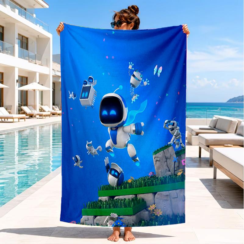 Weltraum Abenteuer Roboter Strandtuch, Super Weiche Mikrofaser, Perfektes Geschenk für Sie/Ihn, Geburtstag, für Pool, Strand, Reisen, Dekor Strandparty