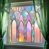 Floral Pattern Static Window Stickers Glass Block Design Decorative Sticker  Home Decoration