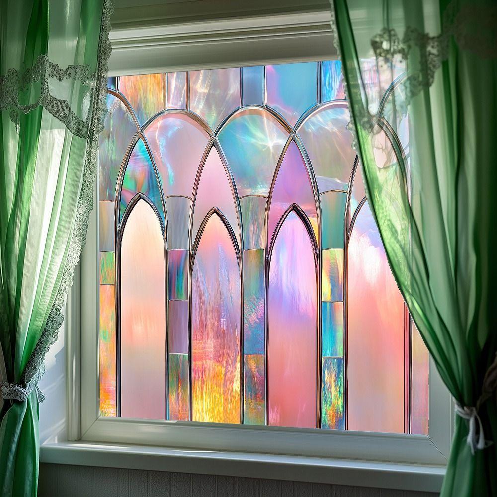 Floral Pattern Static Window Stickers Glass Block Design Decorative Sticker  Home Decoration