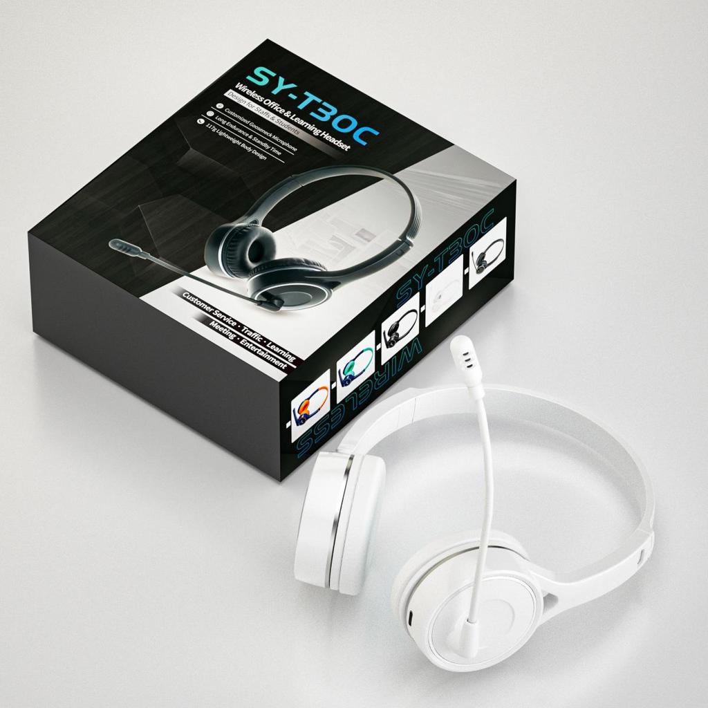 Noise-Canceling Over-Ear Telephone Headset with Microphone for Telesales Agents