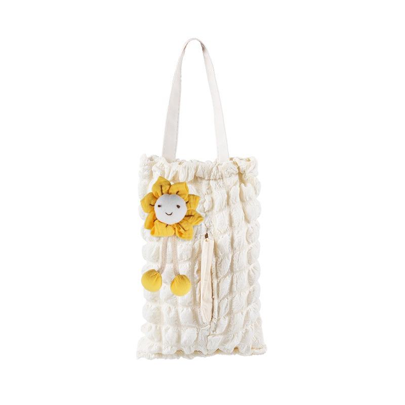 Cute Creative Sunflower Puff Grid Hanging Backseat Car Tissue Box