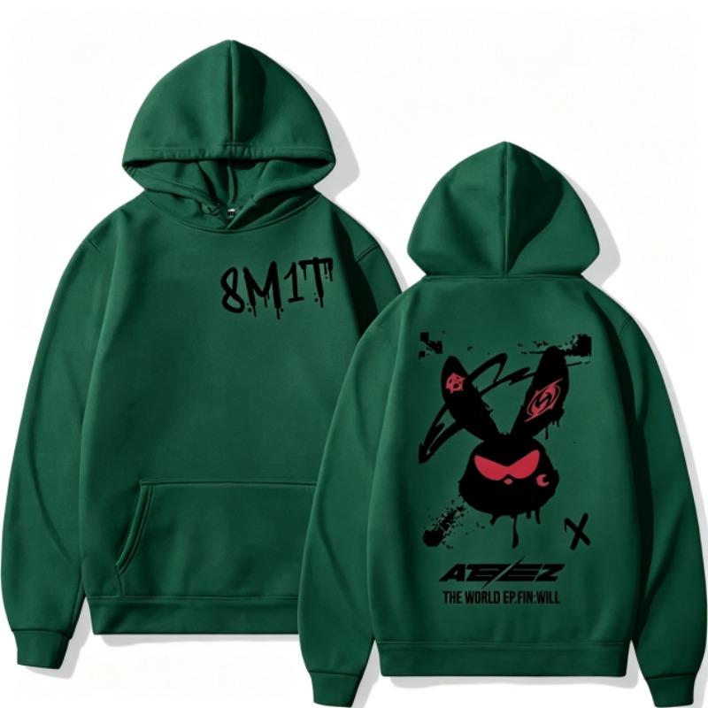 Autumn Men's Women's Hoodies Ateez 8M1T Printing Unisex Fashion Pullover Long Sleeves Loose Casual Vintage Sweatshirts