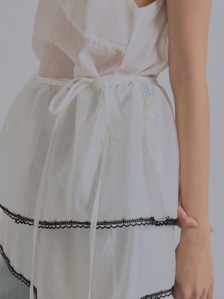 Sorry, Too Much Love Ethereal Lace Layered Sheer Wrap Skirt_White