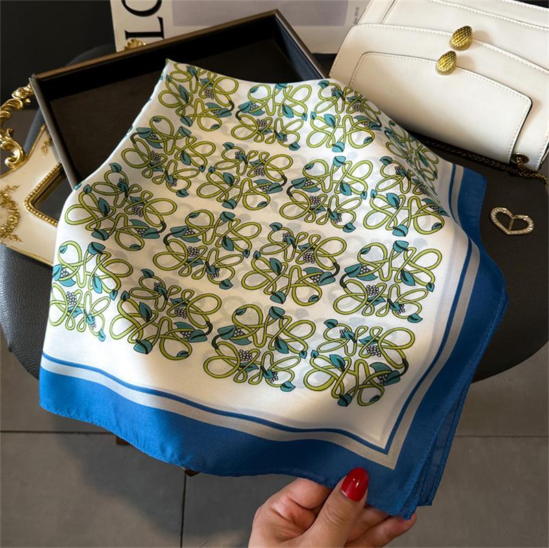 Luxury Silk Feeling Square Scarf Women  Print Satin Neckerchief Spring Hair Band Foulard Bandana Echarpe Tie Shawl Wraps