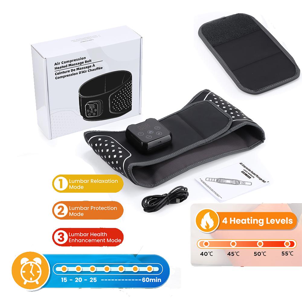 

120cm Air Bladder Squeeze Waist Massager Vibration Airbag Heating Pad Release Lumbar Pressure Spinal Brace Support Belt Type-C