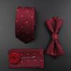 Men Tie Set Jacquard Woven Necktie Bowtie Tie Clipred For Groom Business Wedding Party