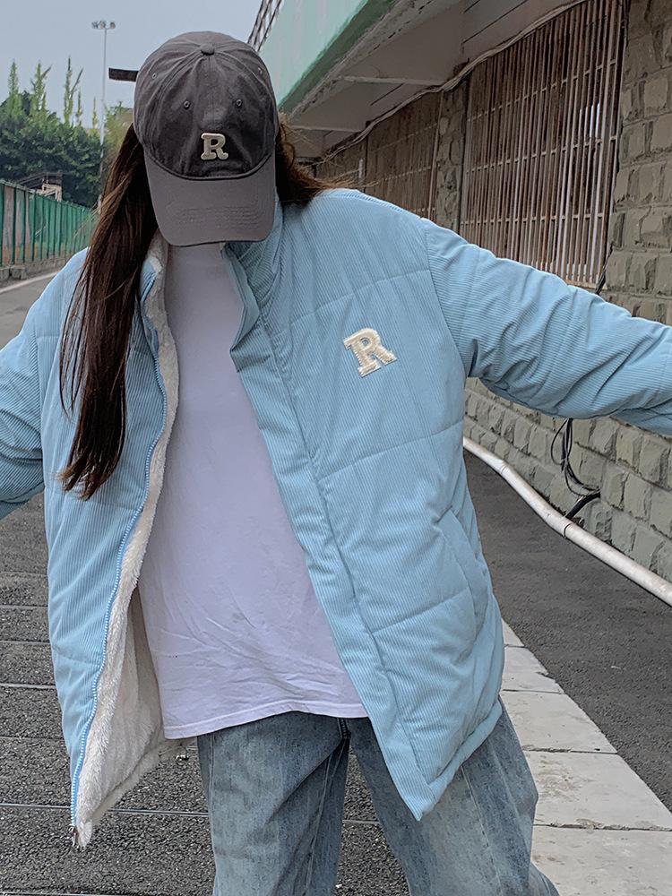 Double-sided cotton-padded women's new autumn and winter corduroy jacket thickened couple cotton-padded jacket down cotton-padded women