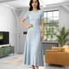 Elegant Lady Beaded Knitted Long Dress Women's Solid Short Sleeve O-Neck Single-breasted Bodycon Party Dress Female