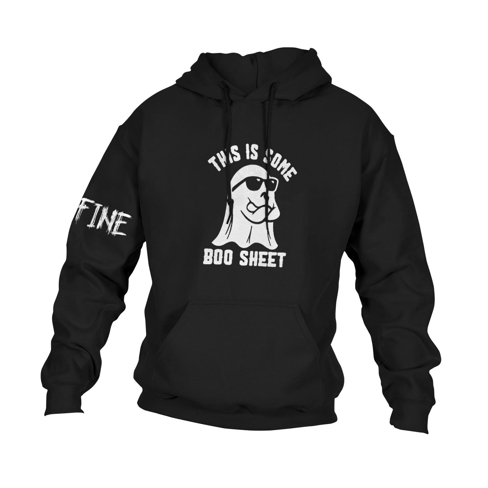 

Мужская повседневная свободная толстовка с капюшоном и длинным рукавом с карманом и принтом «Хэллоуин» L чёрный