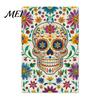 Decorative Burlap Lawn Banners Day of The Dead Garden Flag, 12x18 Inch Floral Skull Yard Festive Ornament Flags Mexican Gothic Skeleton Flowers