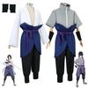 Set Costume Cosplay Uchiha Sasuke - Anime Hokage Shippuden Terza Generazione Tuta Grigia con Parrucca per Halloween
