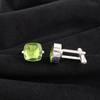 Natural Peridot Gemstone 925 Sterling Silver Handmade Jewelry Cushion Cut Cufflink 1" For Men's Shirt CL-9-9