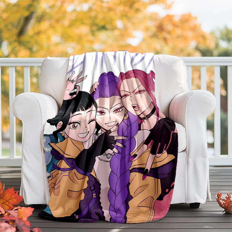 1pc KPop8 Theme Blanket - Digital Print, Polyester, Cozy for All Seasons, Perfect for Outdoor, Camping, and Travel
