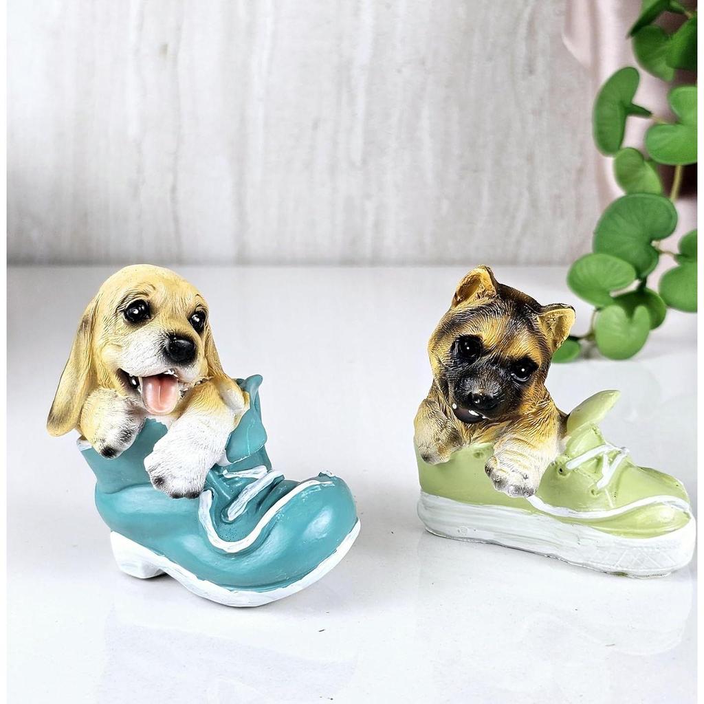 1 Set (2 Pieces) Dog Miniature Figurines | Decorative Showpiece | Gift for Him/Her, Mother's Day, Home, Bedroom