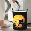 Pekingese Dog And Moon Halloween Foldable Laundry Baskets Dirty Clothes Toys Storage Basket Home Organizer Bag