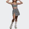 Adidas Originals IVP Trefoil Plaid Print Fitted Mid-Rise Comfortable Casual Skirt Women Skirts Black HC5986