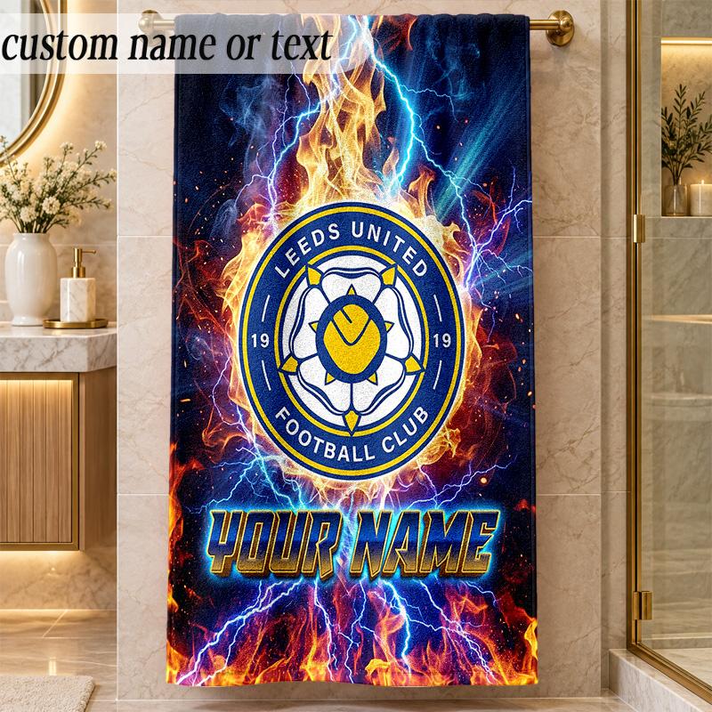 Beach TowelLeeds United Custom Name Text Personalized Soft Towel for Beach Pool Indoor Home Decor Gift