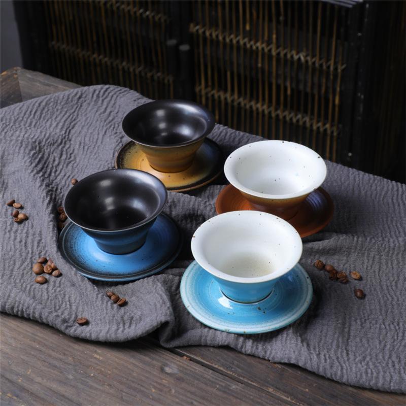 Coffee Cup And Saucer Set, Wind Ceramic Cup, Creative Cup, Retro Coarse Pottery